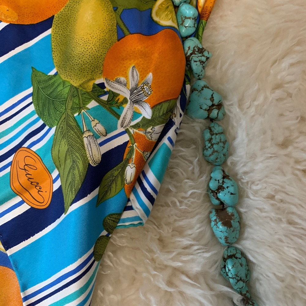 Natural stone blue turquoise necklace